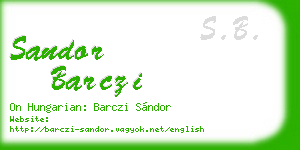 sandor barczi business card