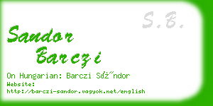 sandor barczi business card